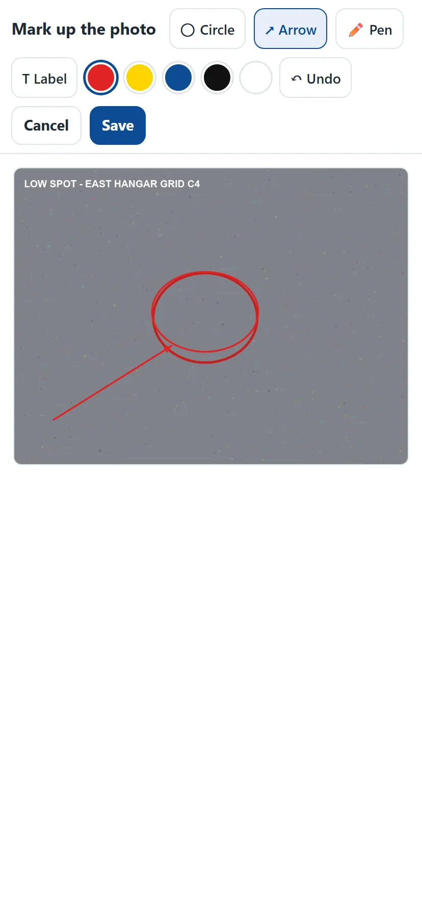 Photo markup screen